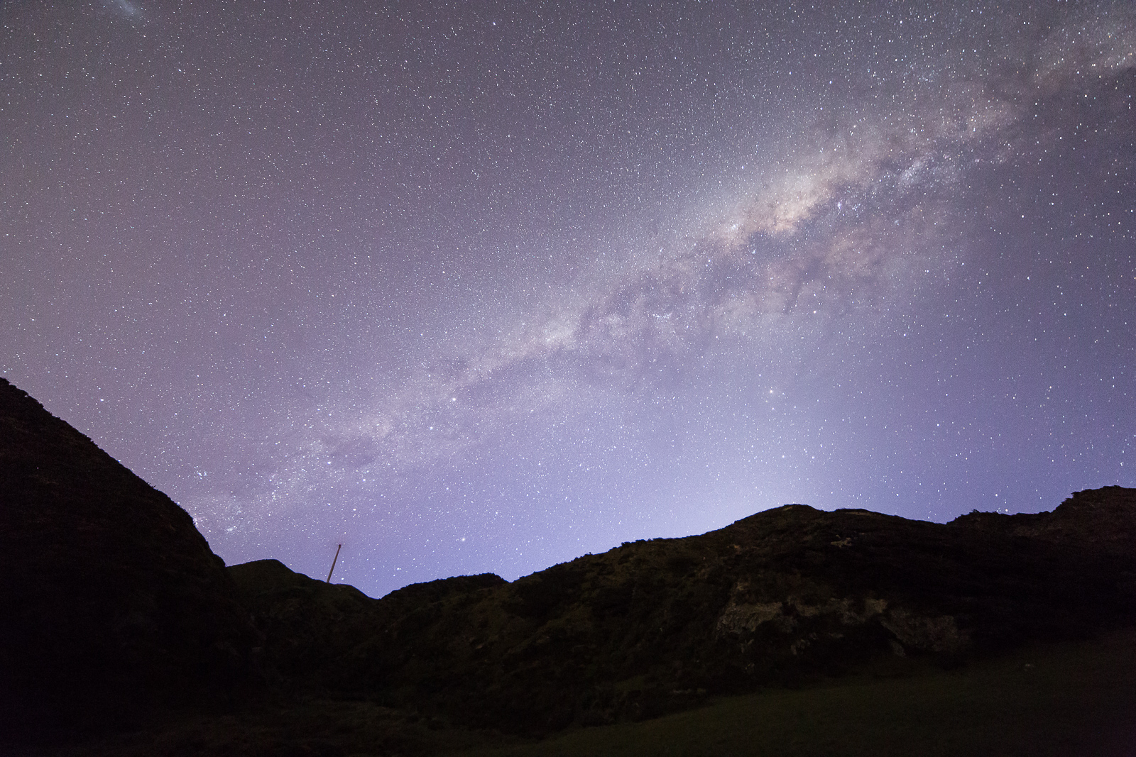 The milky way over the Makara hills