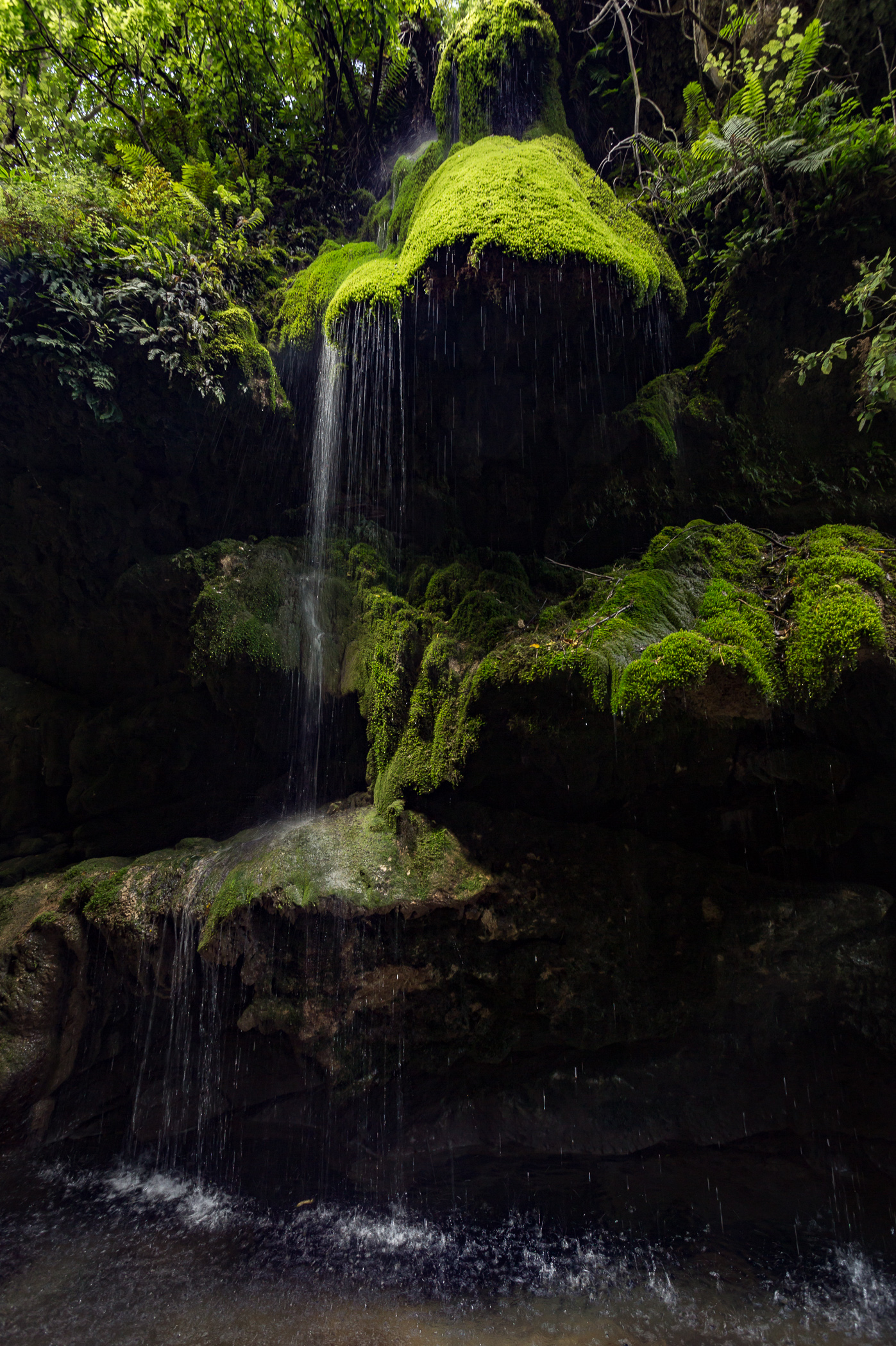 The upstream waterfall