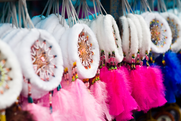 Colourful dream catchers in the Otavalo market